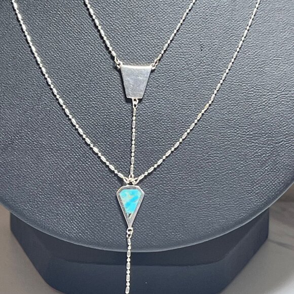 Silpada Sterling Silver 925 Turquoise Reversible Y Necklace - Picture 4 of 7